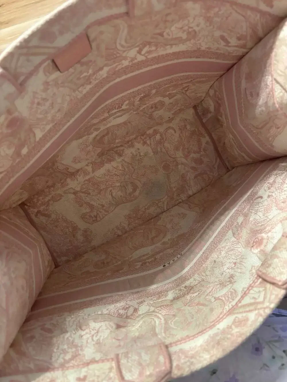 Christian Dior Medium Toile de Jouy Jungle Tote Pink White Embroidered Canvas